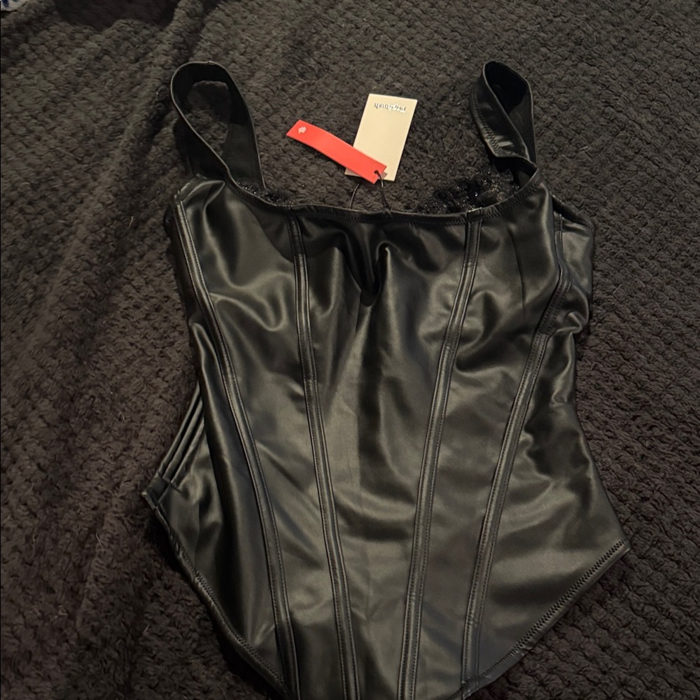 Blush Black Faux Leather Top